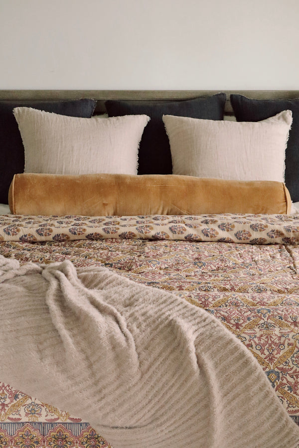 Vera Velvet Long Bolster Pillow - Gold
