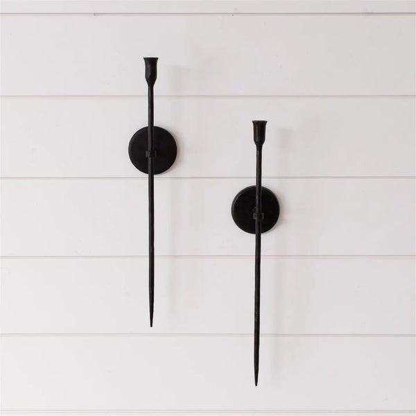 Black Iron Taper Candle Wall Sconces