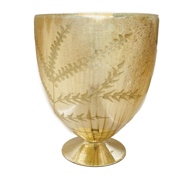 Etched Mercury Glass Footed Vase