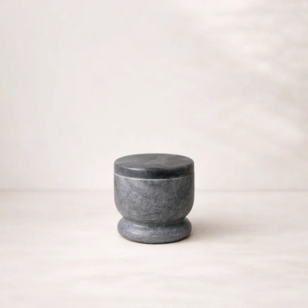 Grey Marble Lidded Salt Cellar