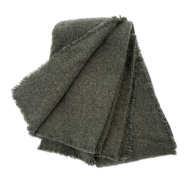 Fringed Boucle Bed Blanket Forest