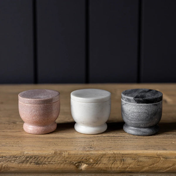 Grey Marble Lidded Salt Cellar