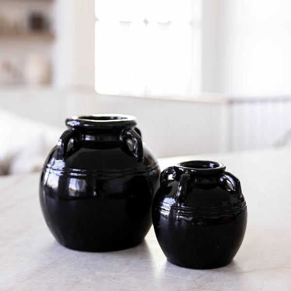Mercier Glazed Black Vase - Large