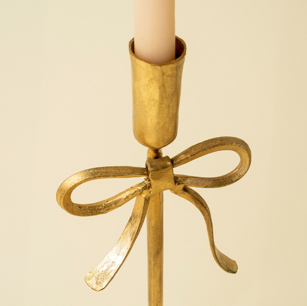 Gold Bow Forged Candlestick