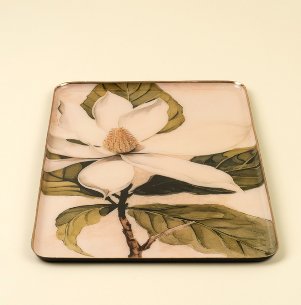 Large Magnolia Enameled Tray