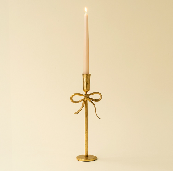 Gold Bow Forged Candlestick