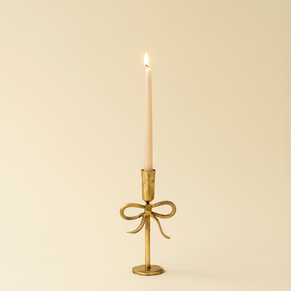 Gold Bow Forged Candlestick