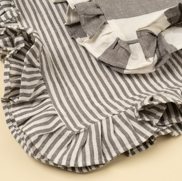 Ruffle Stripe Tea Towels - Grey