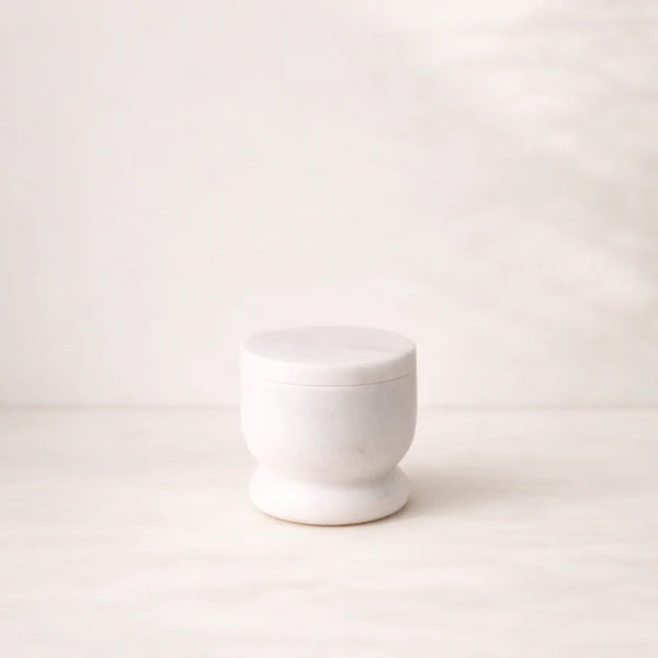 White Marble Lidded Salt Cellar