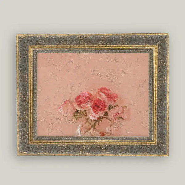 Framed Antique Art - Pink Roses