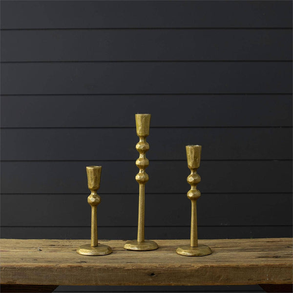 Hand Forged Gold Taper Holders Set