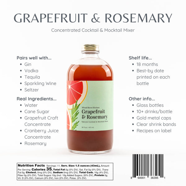 Grapefruit & Rosemary - Cocktail/Mocktail Mixer