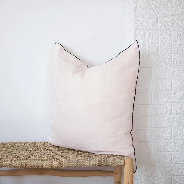 Square Edged Linen Pillow - Blush