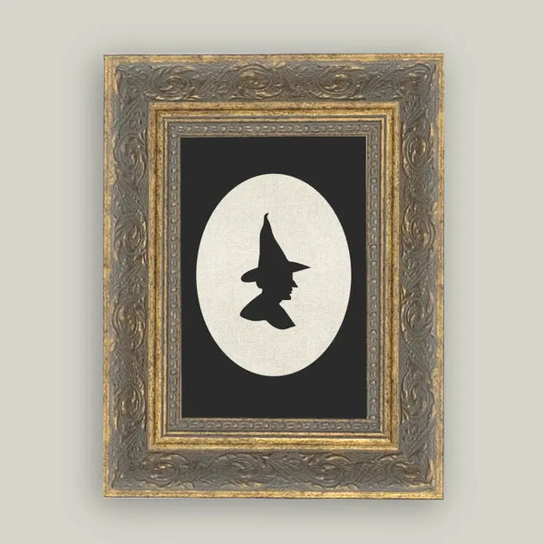 Witch Silhouette Framed Antique Art