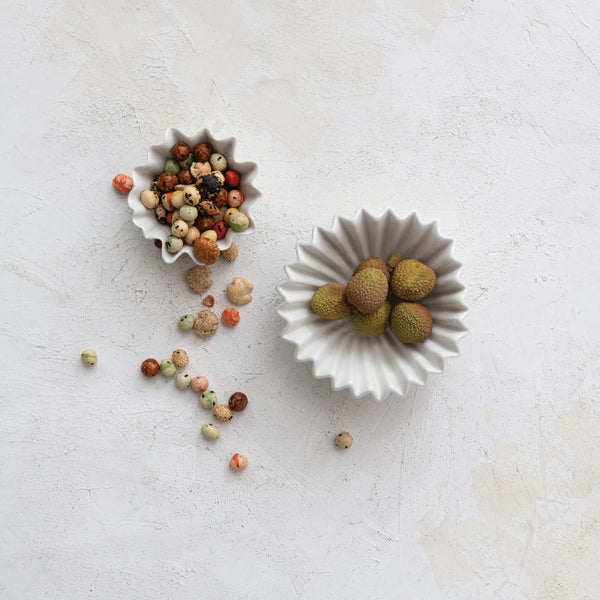 Small Stoneware Fluted Bowl - White