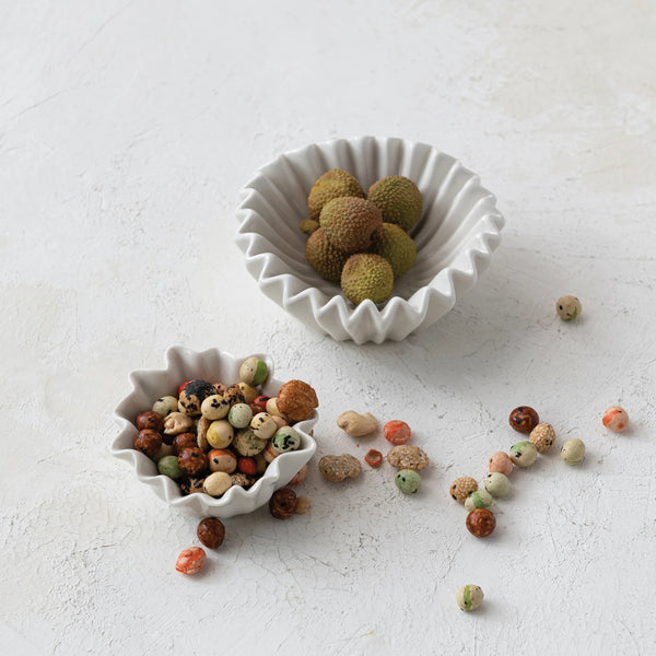 Small Stoneware Fluted Bowl - White