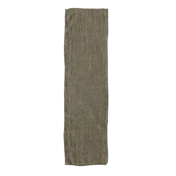 Stonewashed Linen Table Runner - Olive
