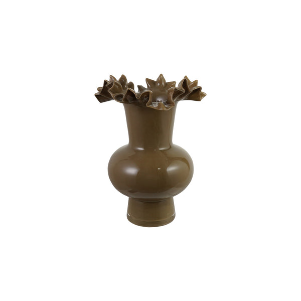 Olive Opaque Footed Vase