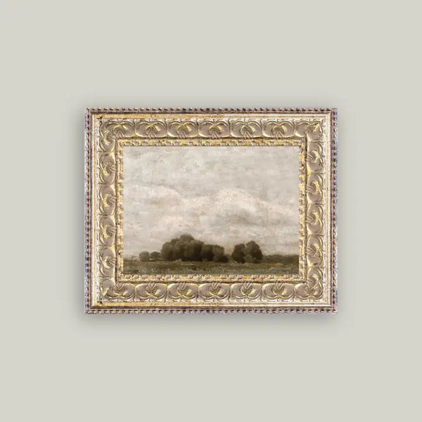 Tree and Cloud Landscape Framed Antique Art