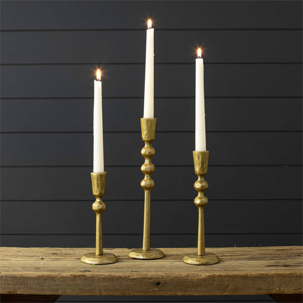 Hand Forged Gold Taper Holders Set