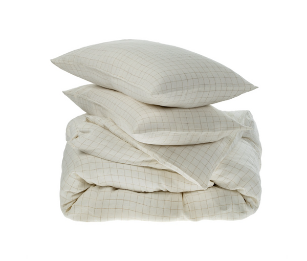 Linen Check King Duvet Set - Ivory