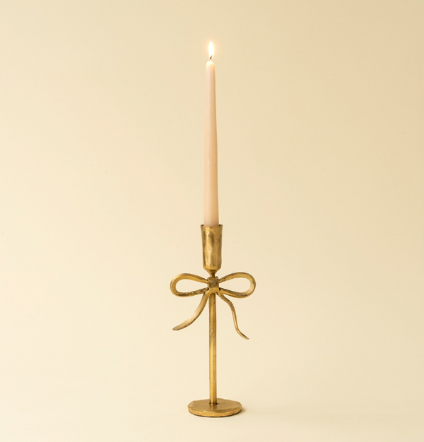 Gold Bow Forged Candlestick