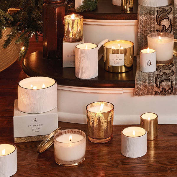 Frasier Fir Large Frosted Wood Grain Candle