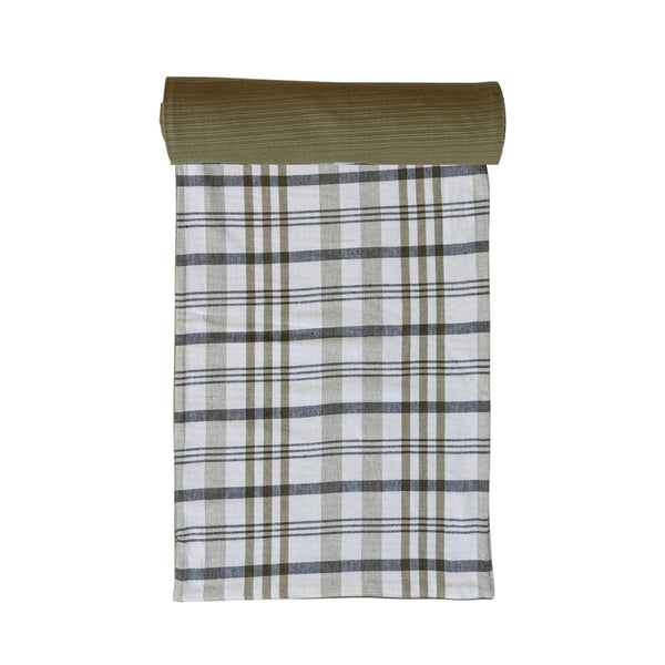 Two-Sided Stonewashed Cotton Double Cloth Table Runner