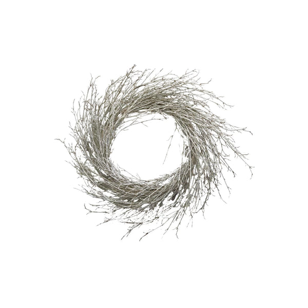Round Faux Birch Branch Wreath - Antique White