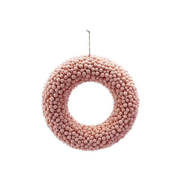 Round Flocked Foam Ball Wreath - Pink